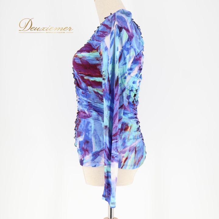 社交ダンス 衣装 トップス ブラウス ブルー系 チャコットロイヤル