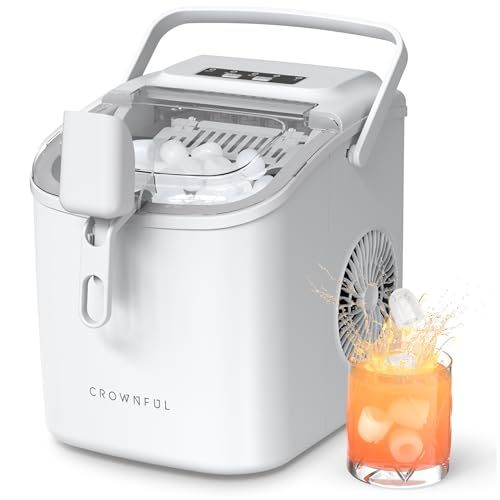 CROWNFUL 製氷機 家庭用 【高速製氷 自動洗浄機能 】 ハンドル付き氷