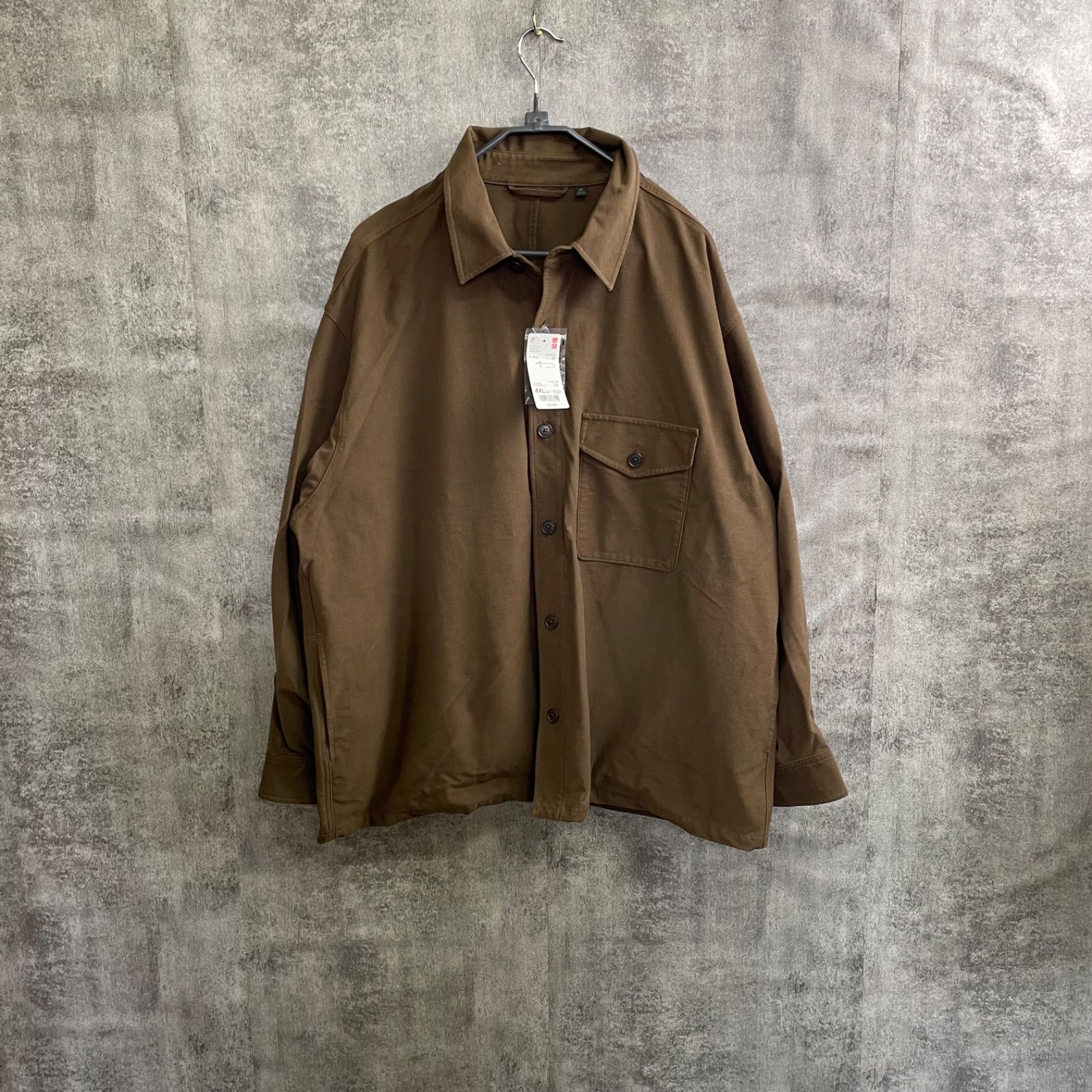 Y-151】ユニクロ オーバーサイズシャツジャケット 4XL ブラウン 新品