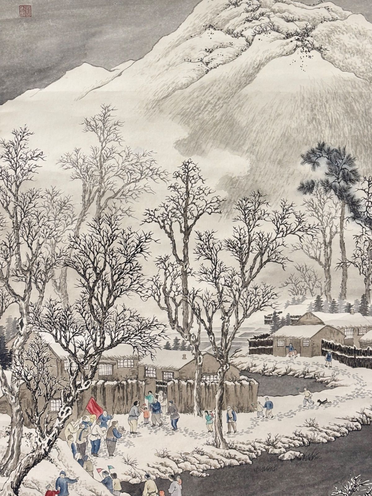 掛軸 M.148 劉子久 山村雪霽図 落款印あり ＃茶掛＃古美術 #骨董品