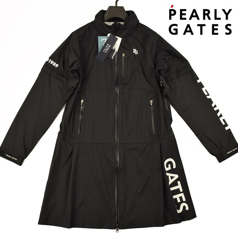 サイズ：0・新品】パーリーゲイツ 透湿防水 千鳥ドビー柄 レインウェア