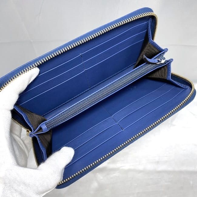 GUCCI ネイビー グッチ ラウンドファスナー 長財布 ネイビー ブルー