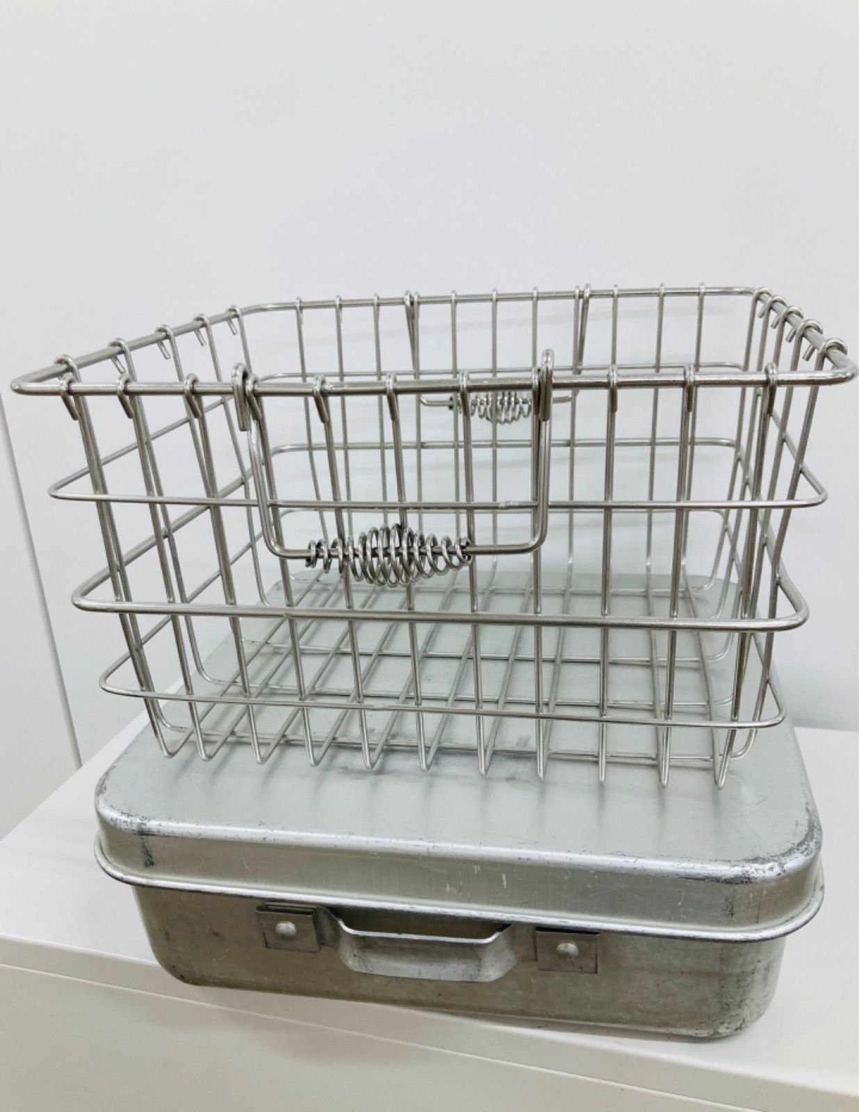 学校給食 ステンレスかご・アルミケース（フライバット）セット