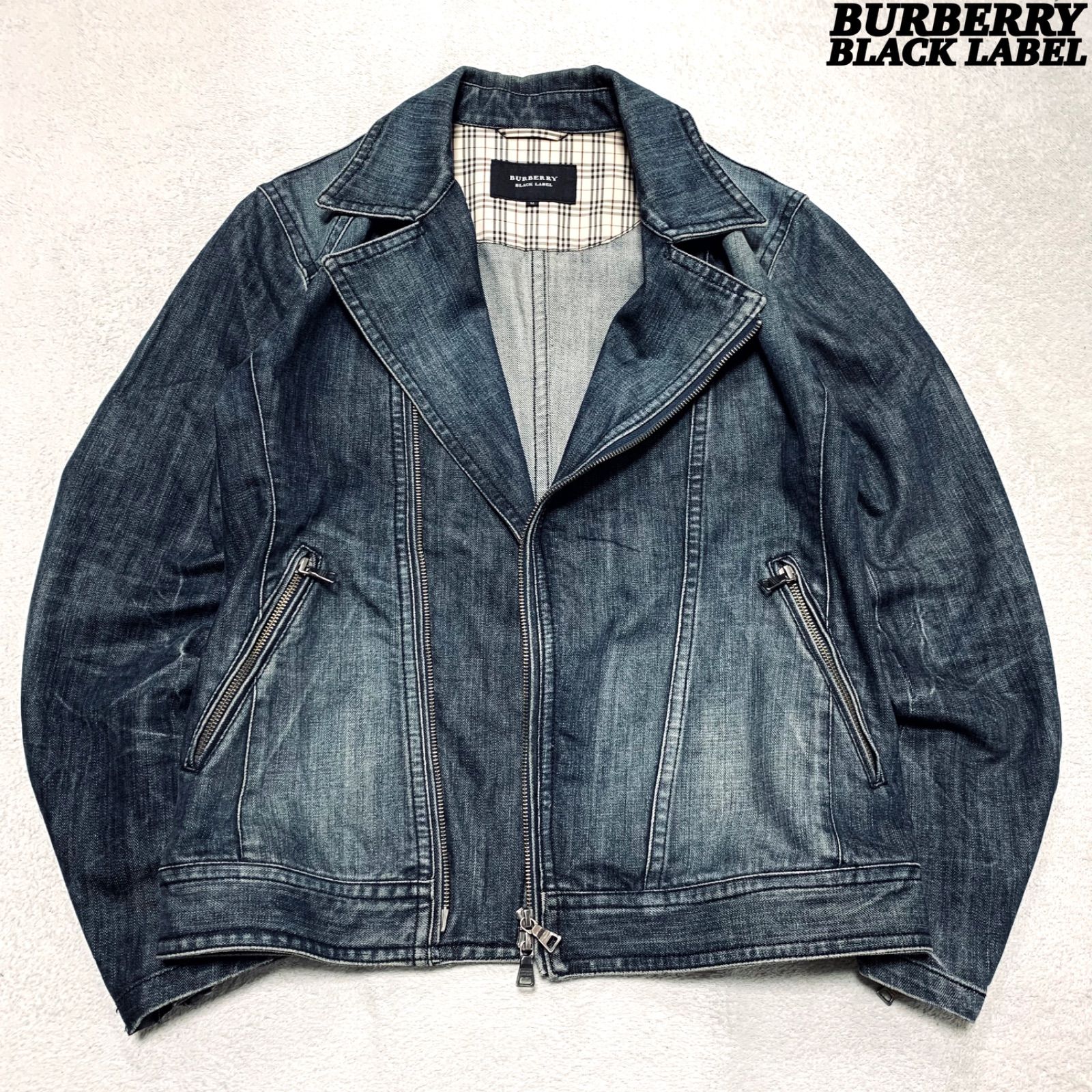 BURBERRY BLACK LABEL デニムジャケット ライダースジャケット ダブル