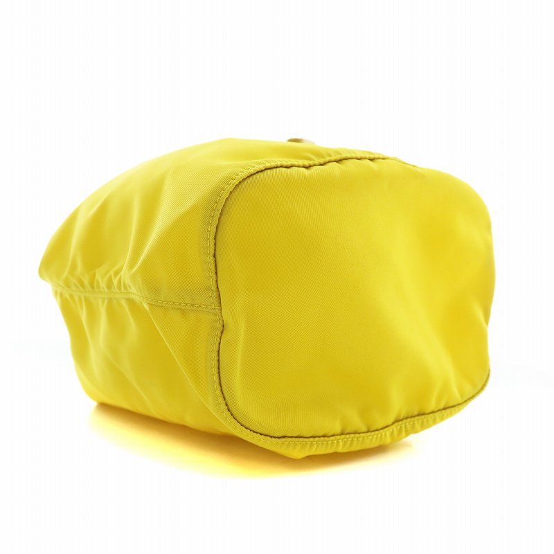 プラダ PRADA ポーチ 巾着 テスートナイロン ロゴ 三角プレート 黄色