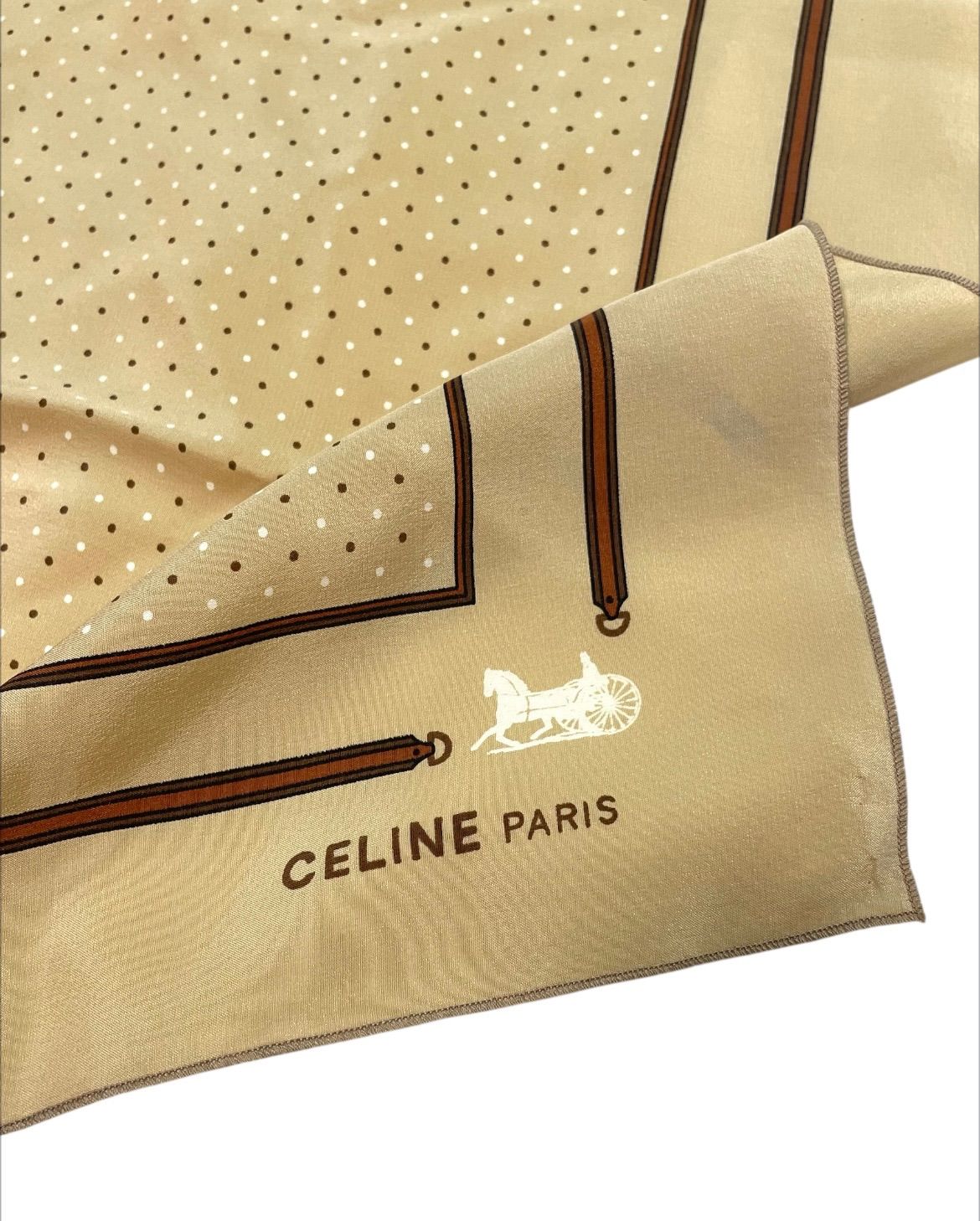 美品 イタリア製 CÉLINE シルク100% 馬車柄 スカーフ ヴィンテージ 56