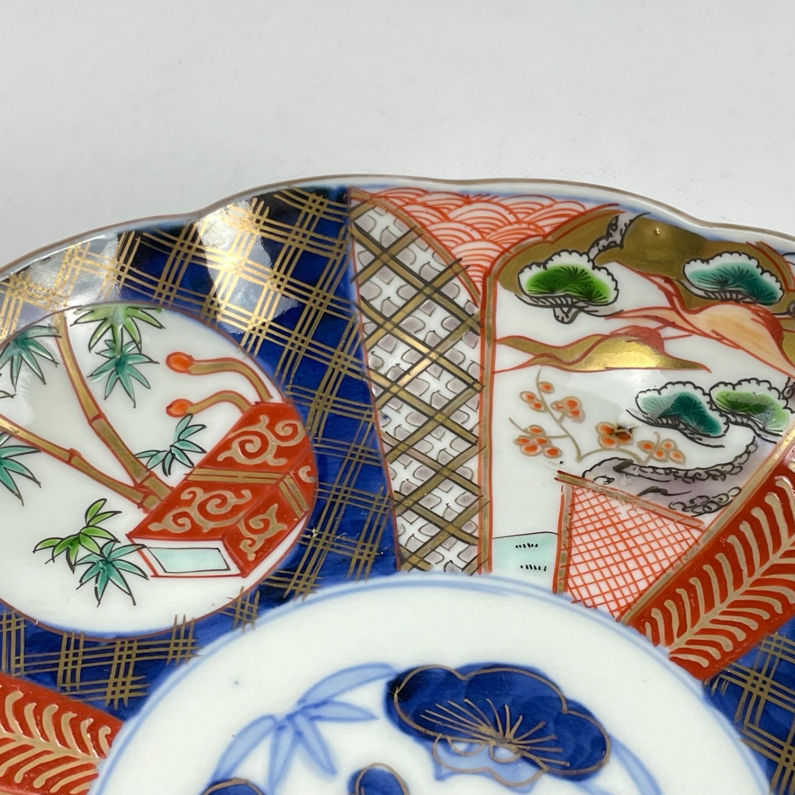 587 錦手 松竹梅 鶴 古伊万里 伊万里焼 骨董 アンティーク 7寸皿 5枚