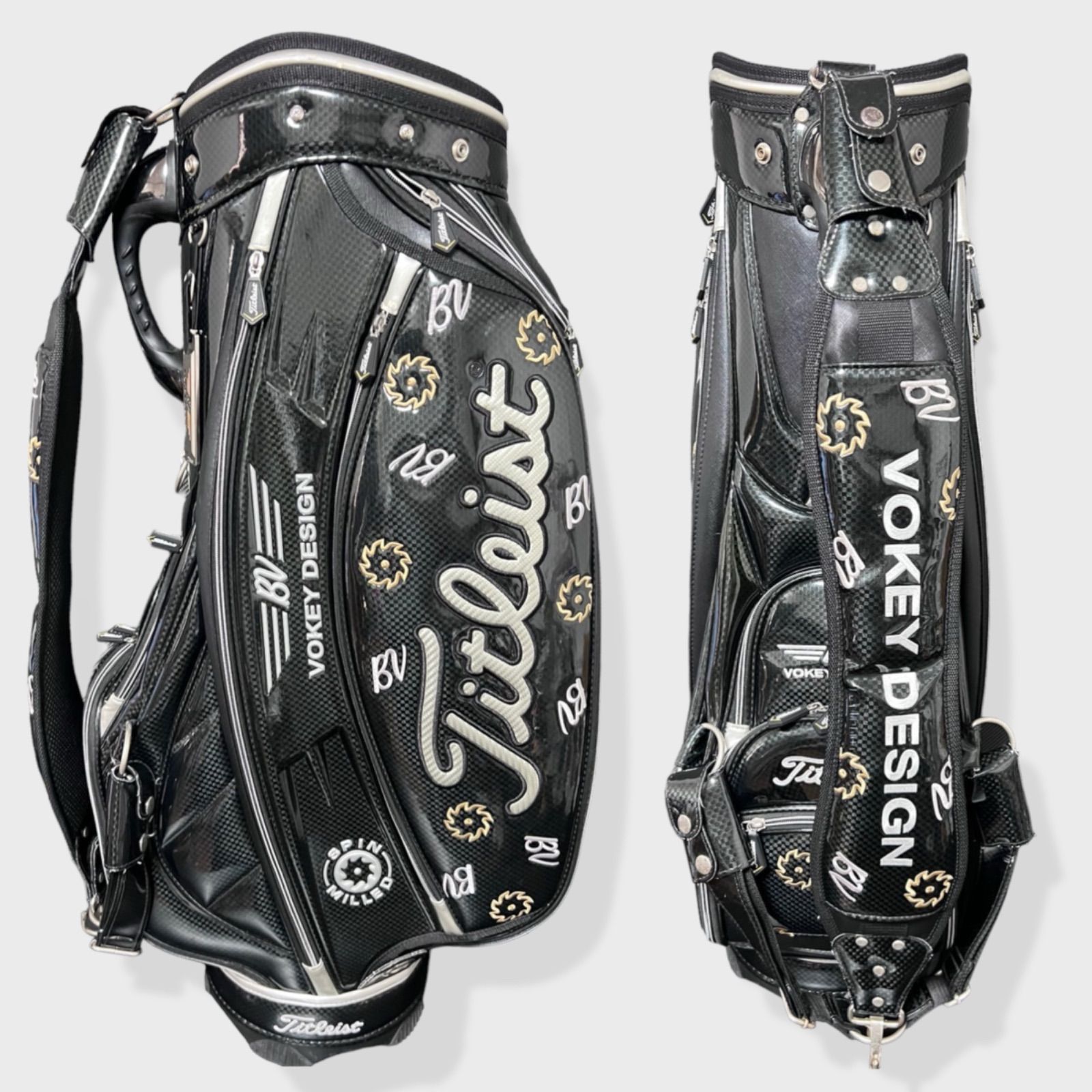 美品】 タイトリスト ボーケイ キャディバッグ エナメル ブラック 9.5