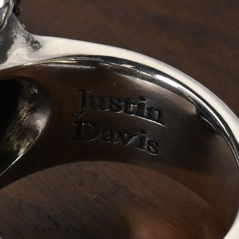 研磨済】 JUSTIN DAVIS ESSENTIAL SKULL リング ルビー 19号 SRJ155