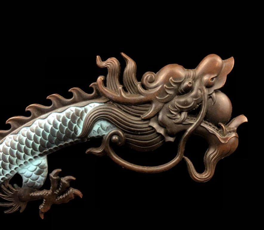 銅 細工 彩藍蓮華龍弔り式香炉 倒流香 装飾品 現代工芸品 美術品 置物