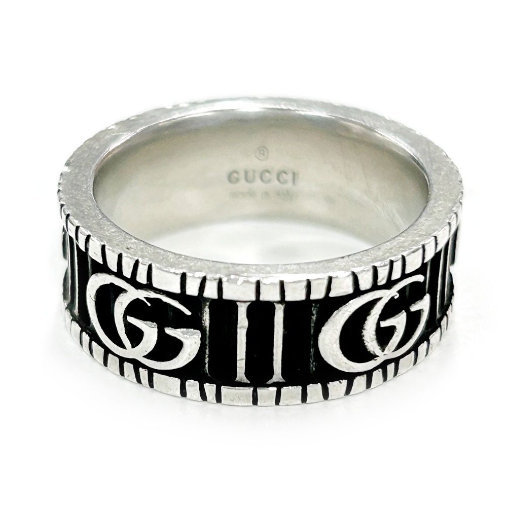 中古】GUCCI グッチ シルバー ダブルG リング メンズ 9.5g ブラック