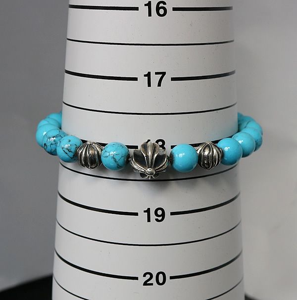 銀座店 クロムハーツ ビーズブレス 8mm ターコイズ シルバー SV925