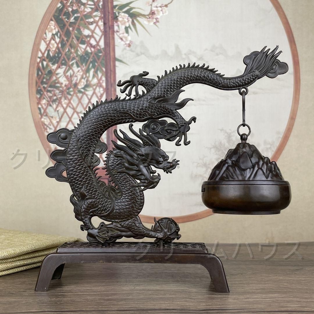銅 細工 龍鳳茶壺 茶道具 香道具 装飾品 工芸品 置物 銅 細工 龍鳳茶壺