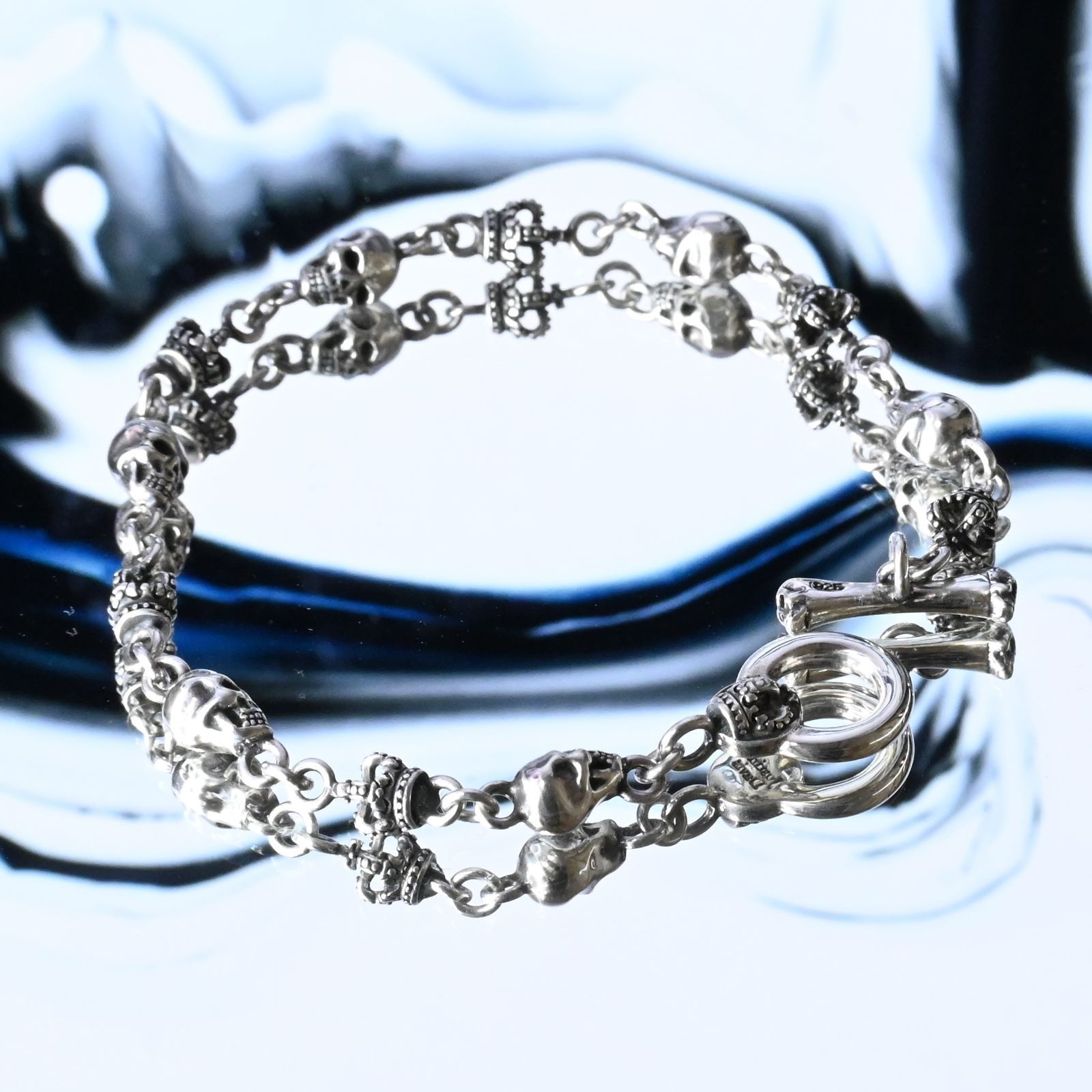 研磨済】JUSTIN DAVIS SKULL DIVINE ブレスレット Sサイズ SBJ126