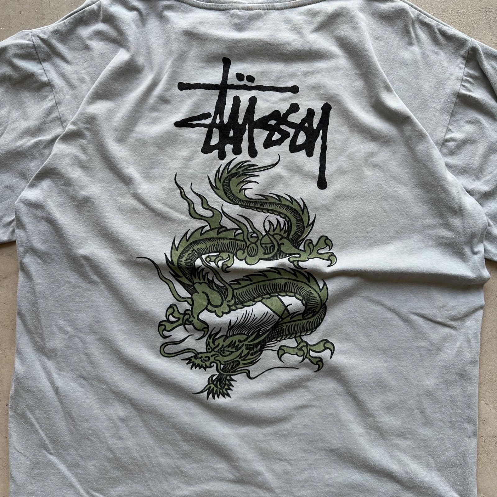 80s-90s stussy 白タグドラゴンプリント レア good design 面 シングル