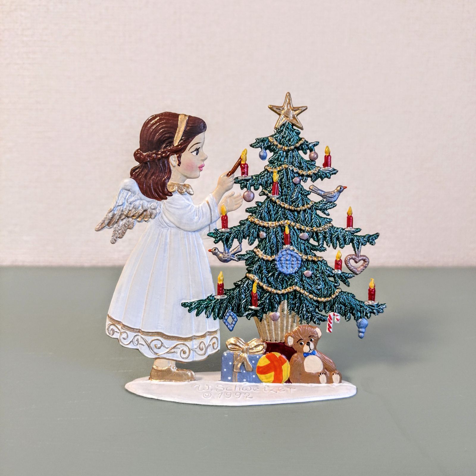 再入荷 クリスマスツリーと天使 スタンド 錫製 ドイツ工芸品 ドイツ