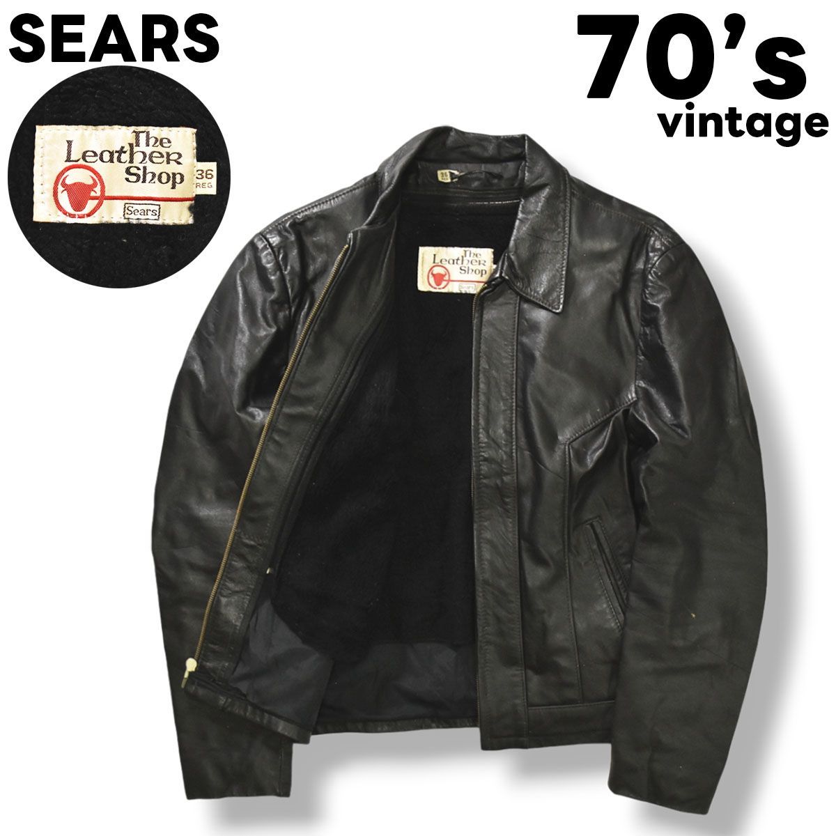 希少】 70s ヴィンテージ シアーズ SEARS 本革 レザー ジャケット ボア