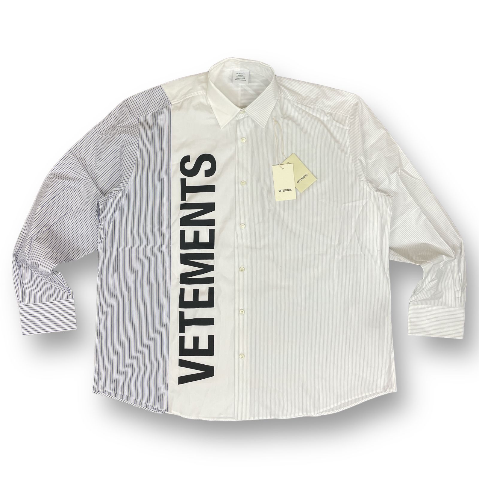 未使用品 VETEMENTS 21AW Cut-Up Logo Shirt シャツ ヴェトモン ブルー