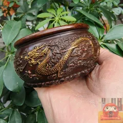 銅 細工 のレリーフお花お 茶の缶 装飾品 現代工芸品美術品 置物 銅