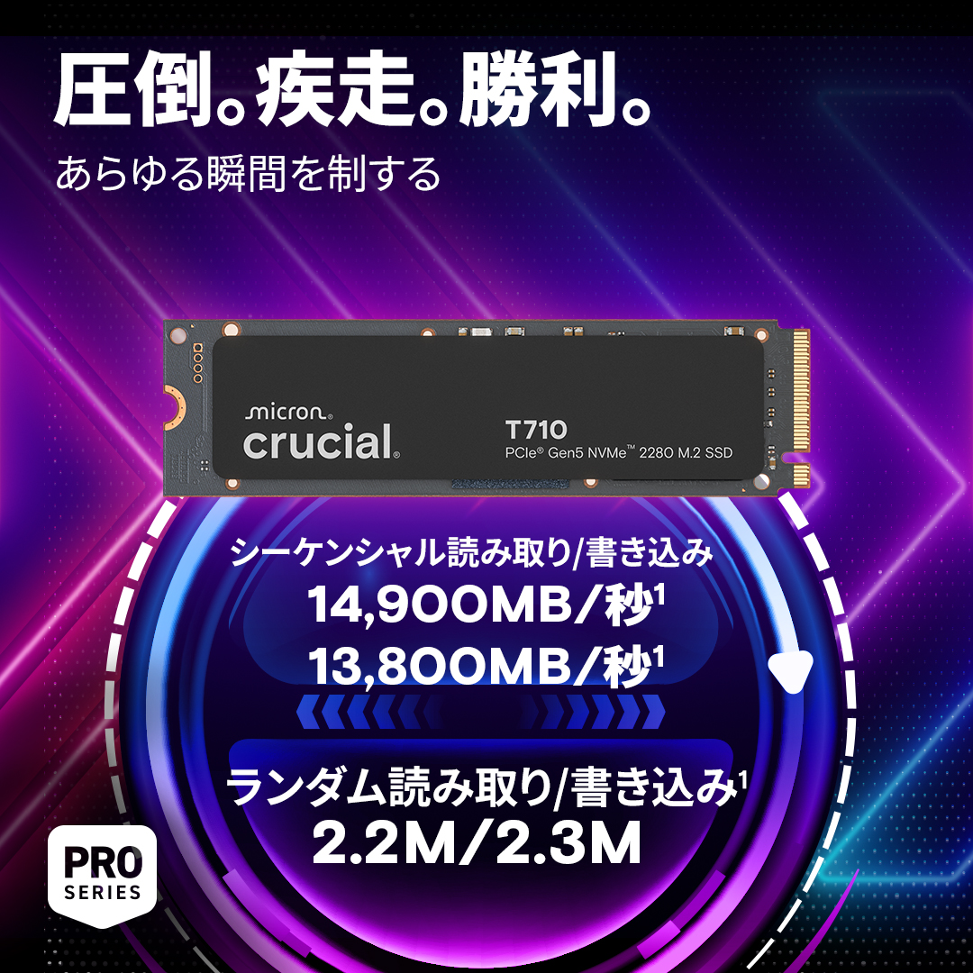 Crucial T710 2TB PCIe Gen5 NVMe® 2280 M.2 SSD | CT2000T710SSD8