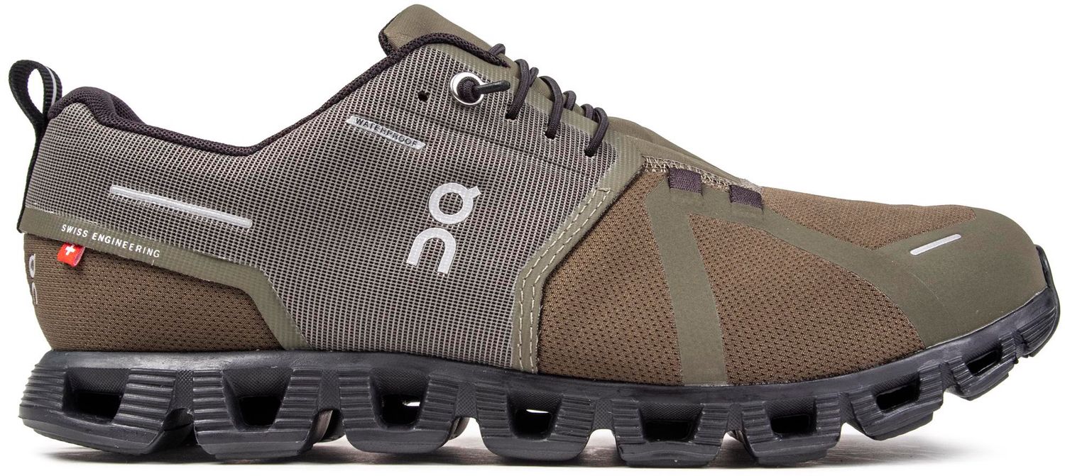 Mens On Cloud 5 Waterproof Sneakers In Olive Green/Black | Soletrader