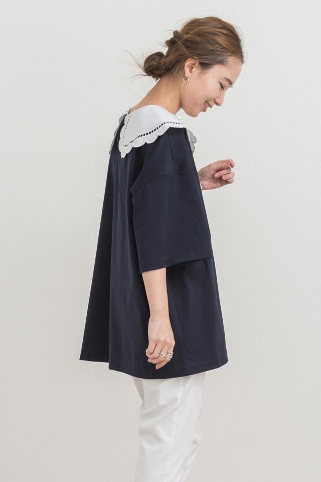 yori(ヨリ)の「スカラップカラーカットソー【2021SP】2月上旬入荷