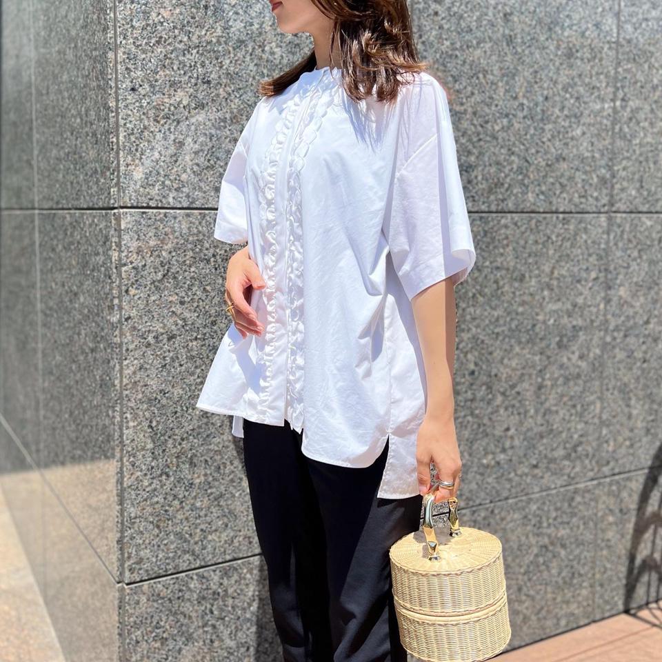 yori yori スカラップ刺繍サマーシャツ yoriスカラップ刺繍サマー