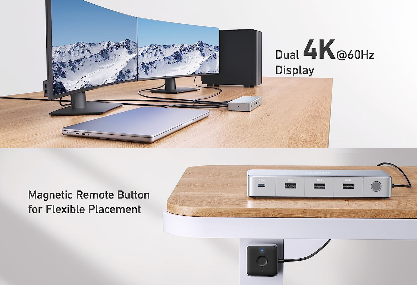 米Anker、ボタン1つで2台のMac/PCからの映像出力とキーボード＆マウス