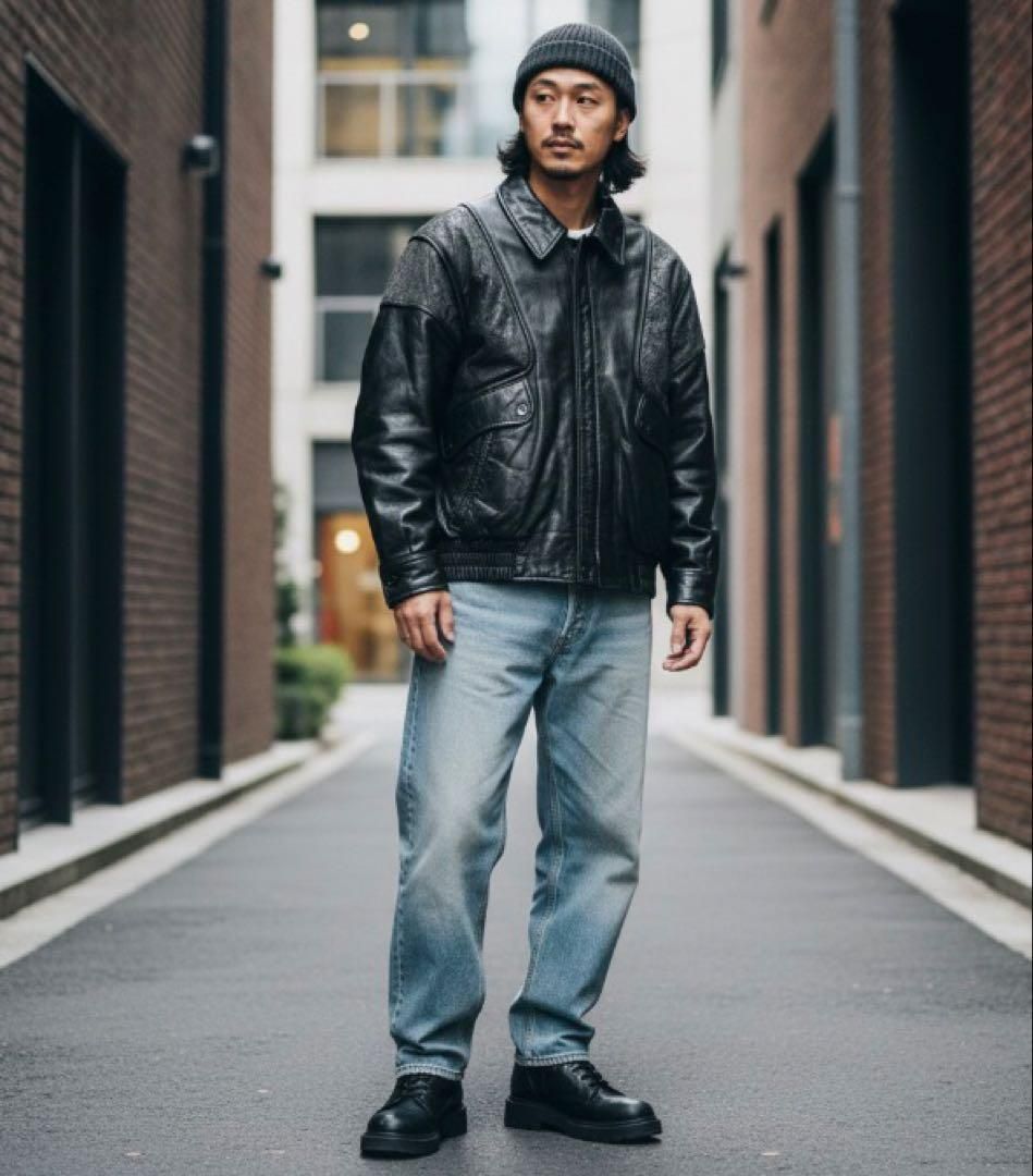 90s 本革 レザージャケット 牛革 ハーフコート 黒｜Yahoo!フリマ（旧