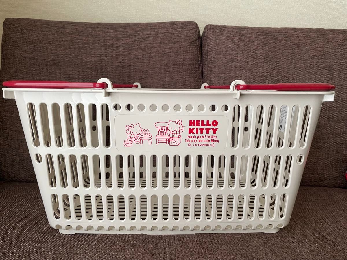 新品 ハローキティ ミニエコバスケット 買い物かご ピンク ブラック