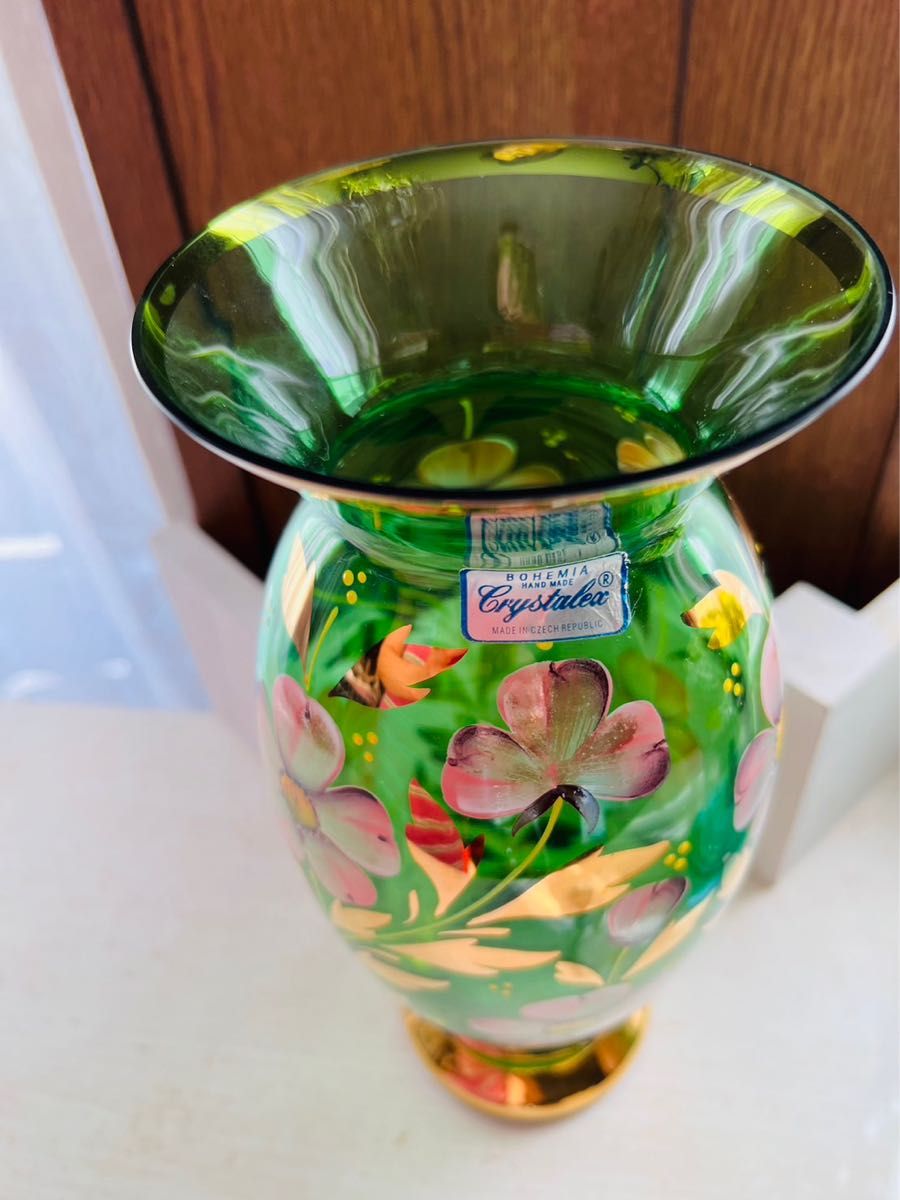 ボヘミアガラス カリクリスタルガラス 花瓶 made in Czechoslovakia