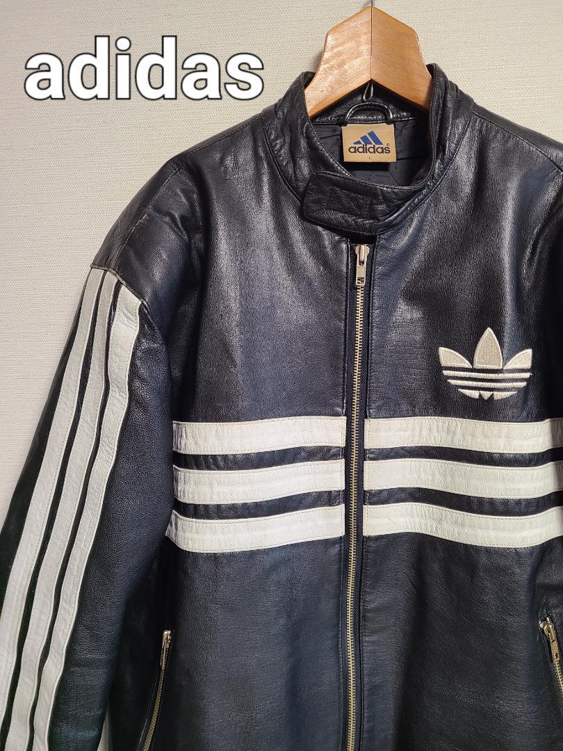 Yahoo!オークション - 90s アディダス adidas レザージャケット ライダ