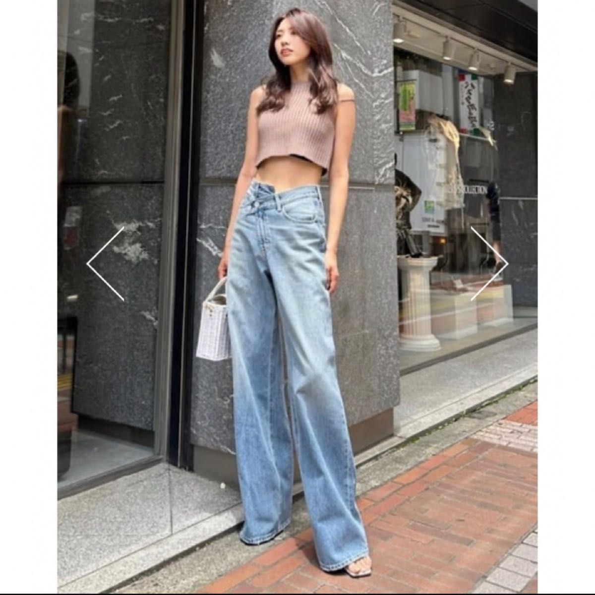 MOUSSY CROSS WAIST WIDE STRAIGHT ライトブルー サイズ0｜Yahoo