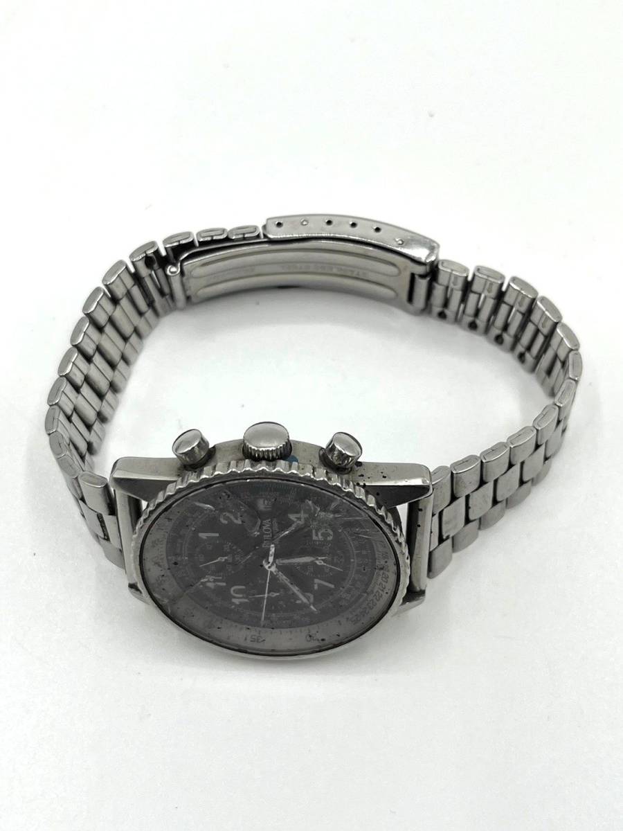 電池切れ】BULOVA ブローバ クォーツ 腕時計 黒文字盤 クロノグラフ
