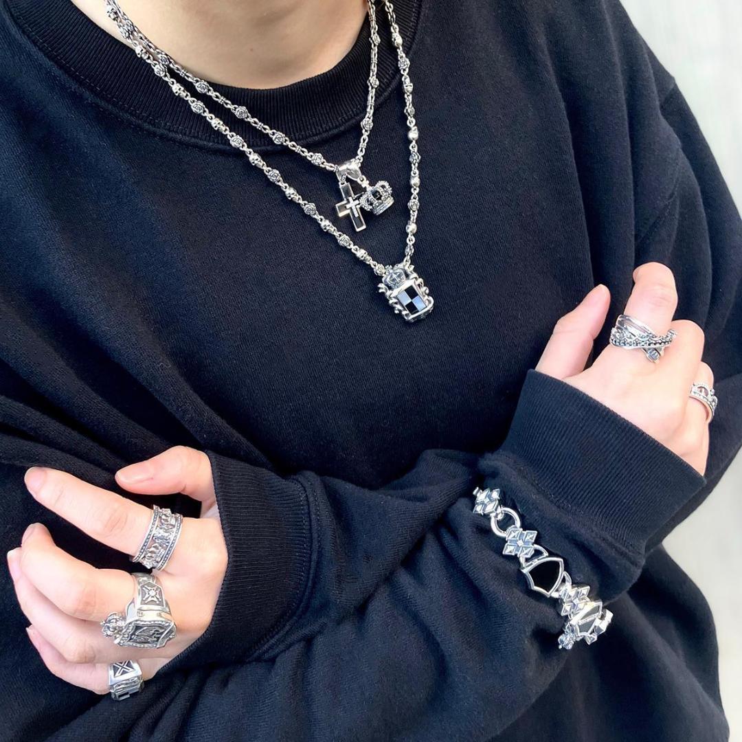 定価5 2万 Justin Davis（ジャスティンデイビス）白蝶貝・オニキス製