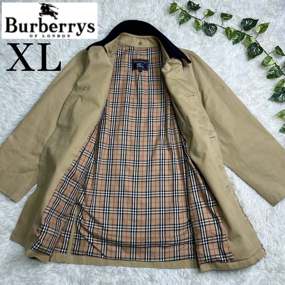 黒襟 Burberry's ノバチェック XL ステンカラーコート ベージュ