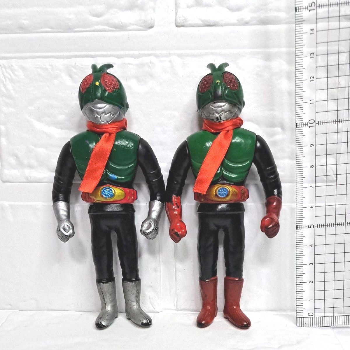 仮面ライダー 旧 1 号 2 号 希少ソフビ 2 体 セット ポピー 昭和レトロ