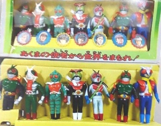 仮面ライダー 旧 1 号 2 号 希少ソフビ 2 体 セット ポピー 昭和レトロ