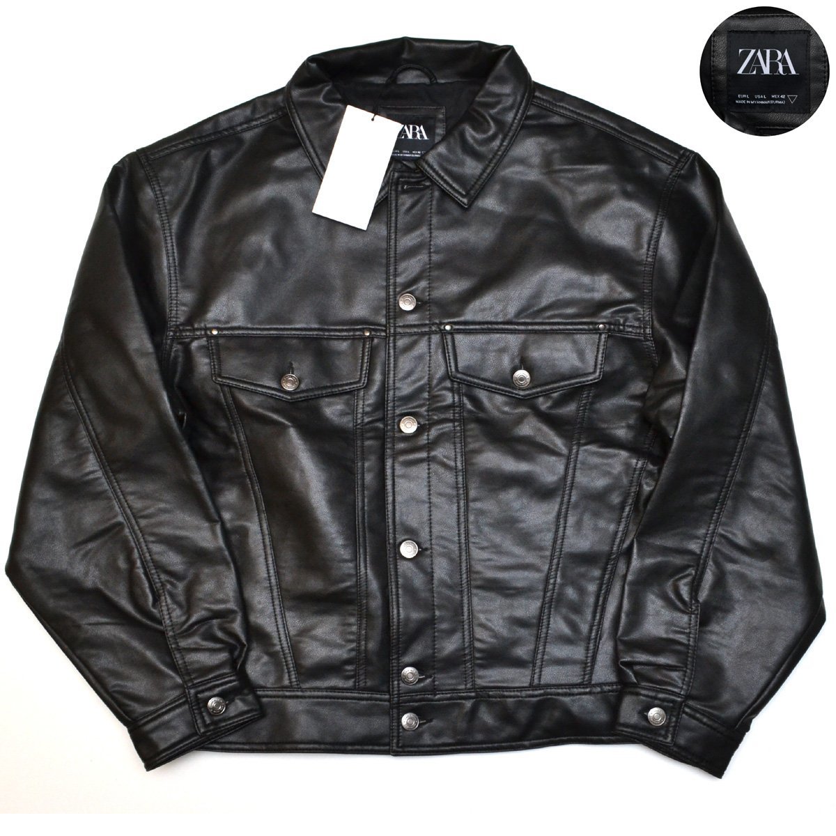 Yahoo!オークション - 未使用 ZARA ザラ フェイクレザージャケット 342