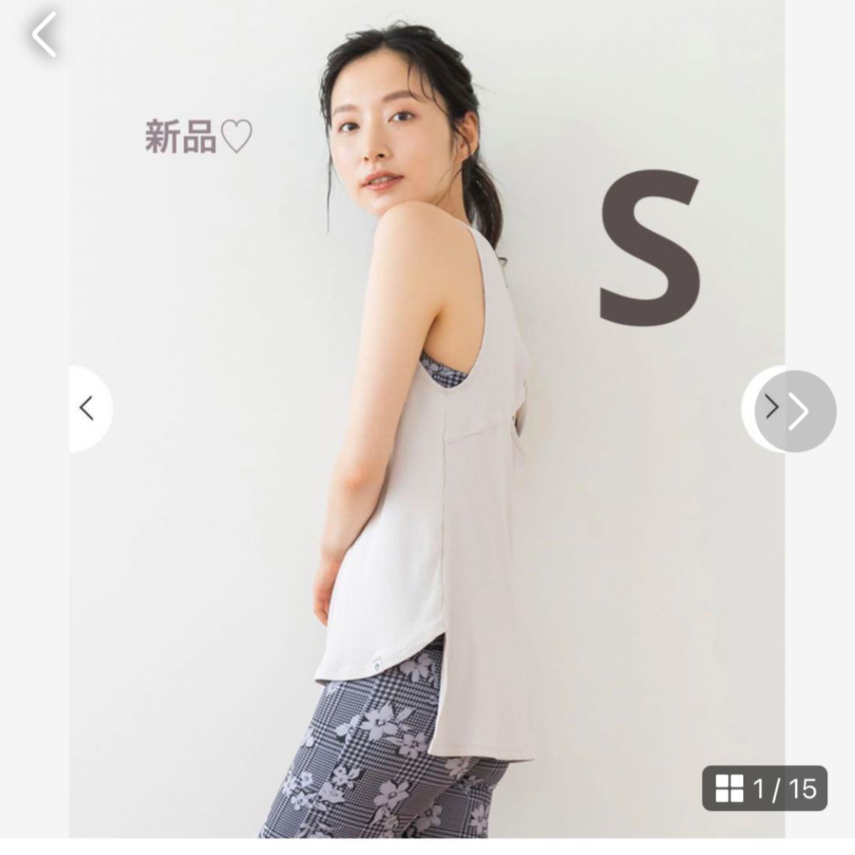 新品 【SUKALA】チェックセパレートツイストタンクトップ ブラック S
