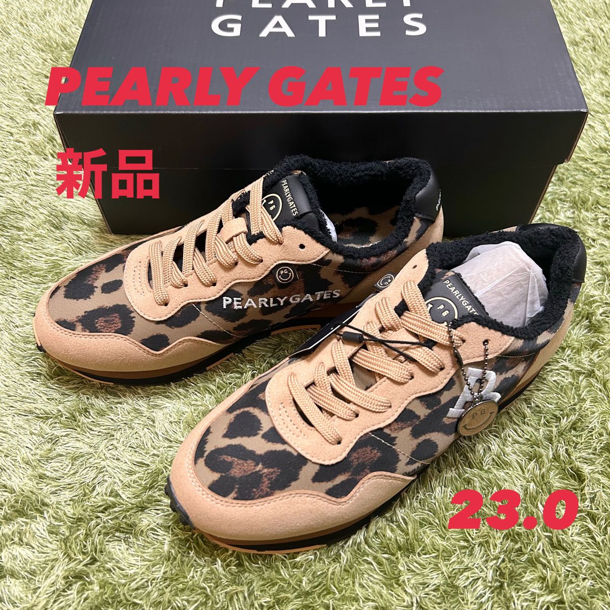 新品 パーリーゲイツ ゴルフシューズ レオパード 豹柄 チャーム