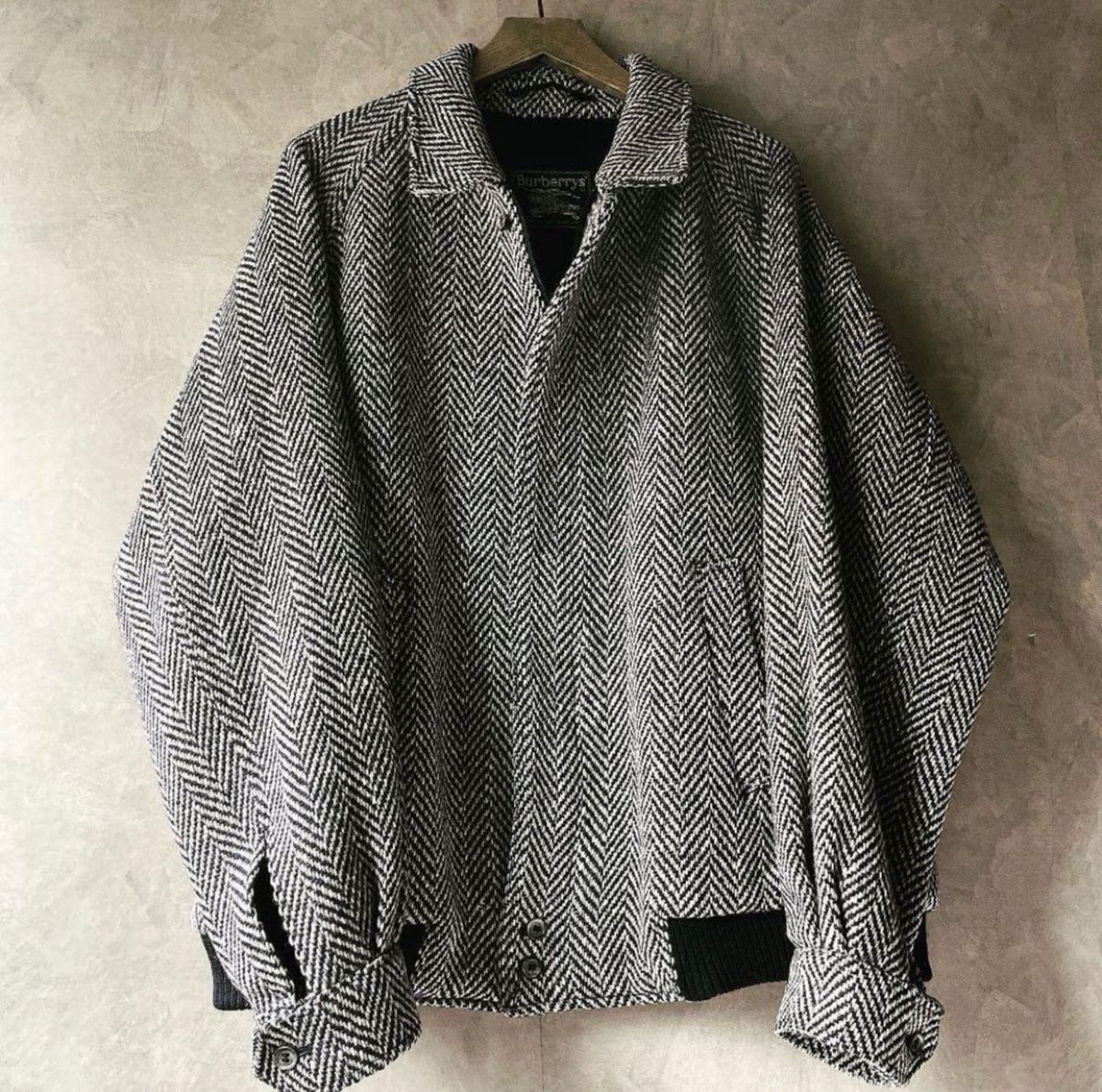 極上/美品】Burberry 一枚袖ツイードハリントンジャケット イギリス製