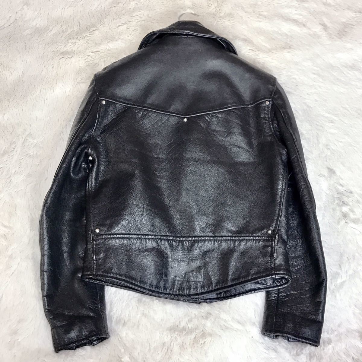 美品 本革 ダブルライダースジャケット レザージャケット 裏地 赤