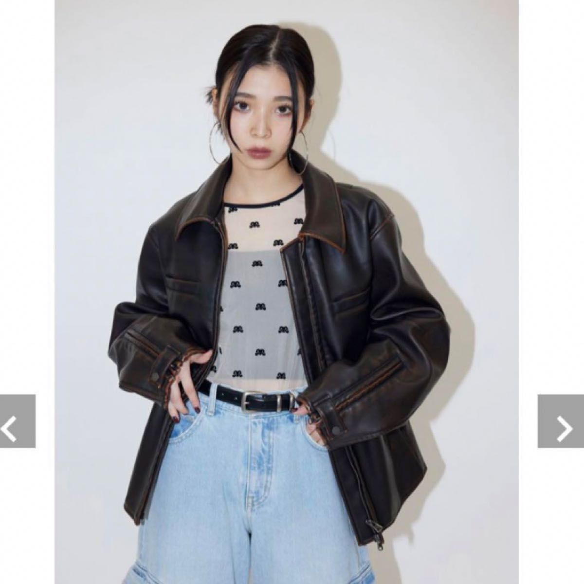 MICHIXSLY F／LEATHER ジャケット ブラウン ミチスライ コラボ レザー