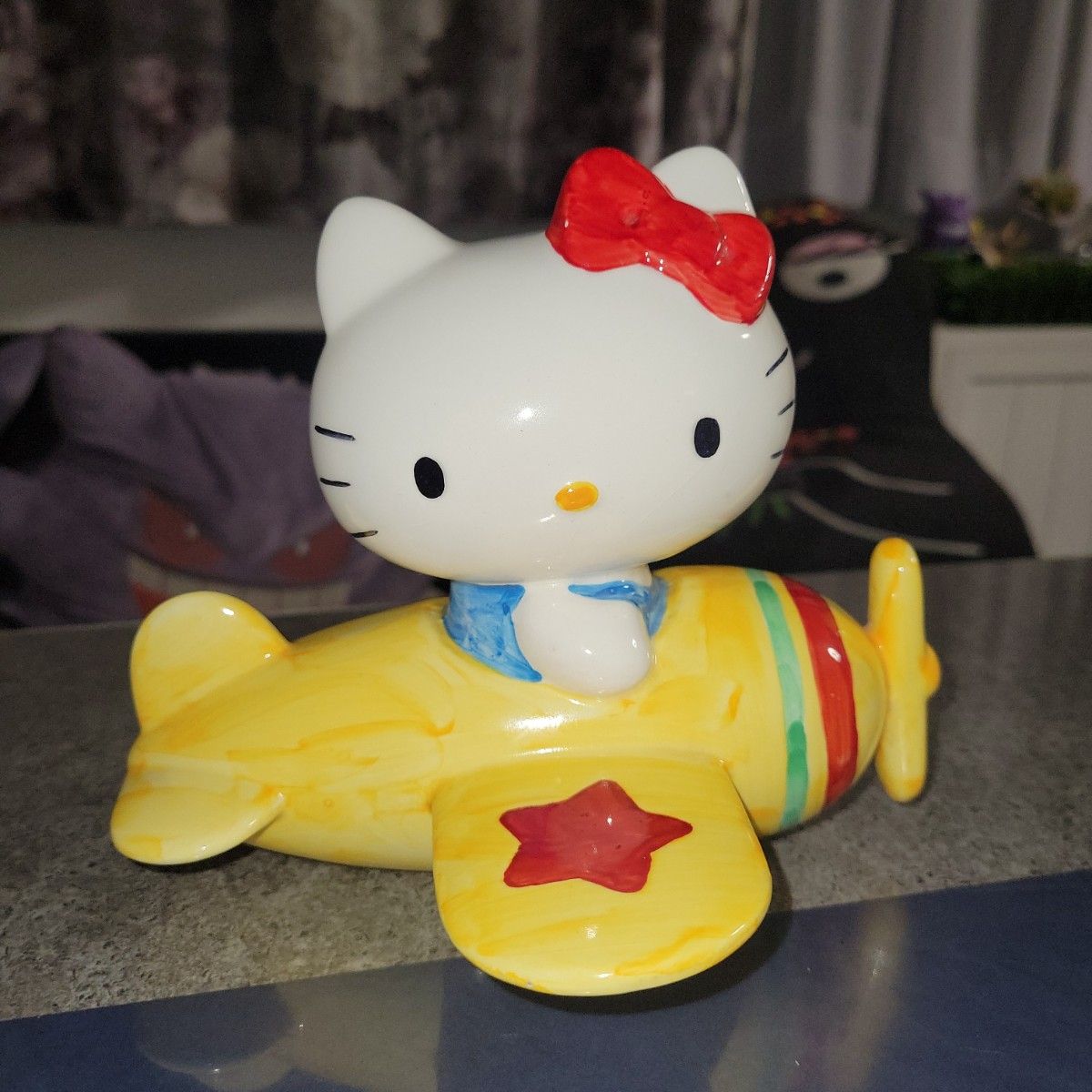 希少 SANRIO ハローキティ 陶器 貯金箱 1976年 昭和レトロ 飛行機