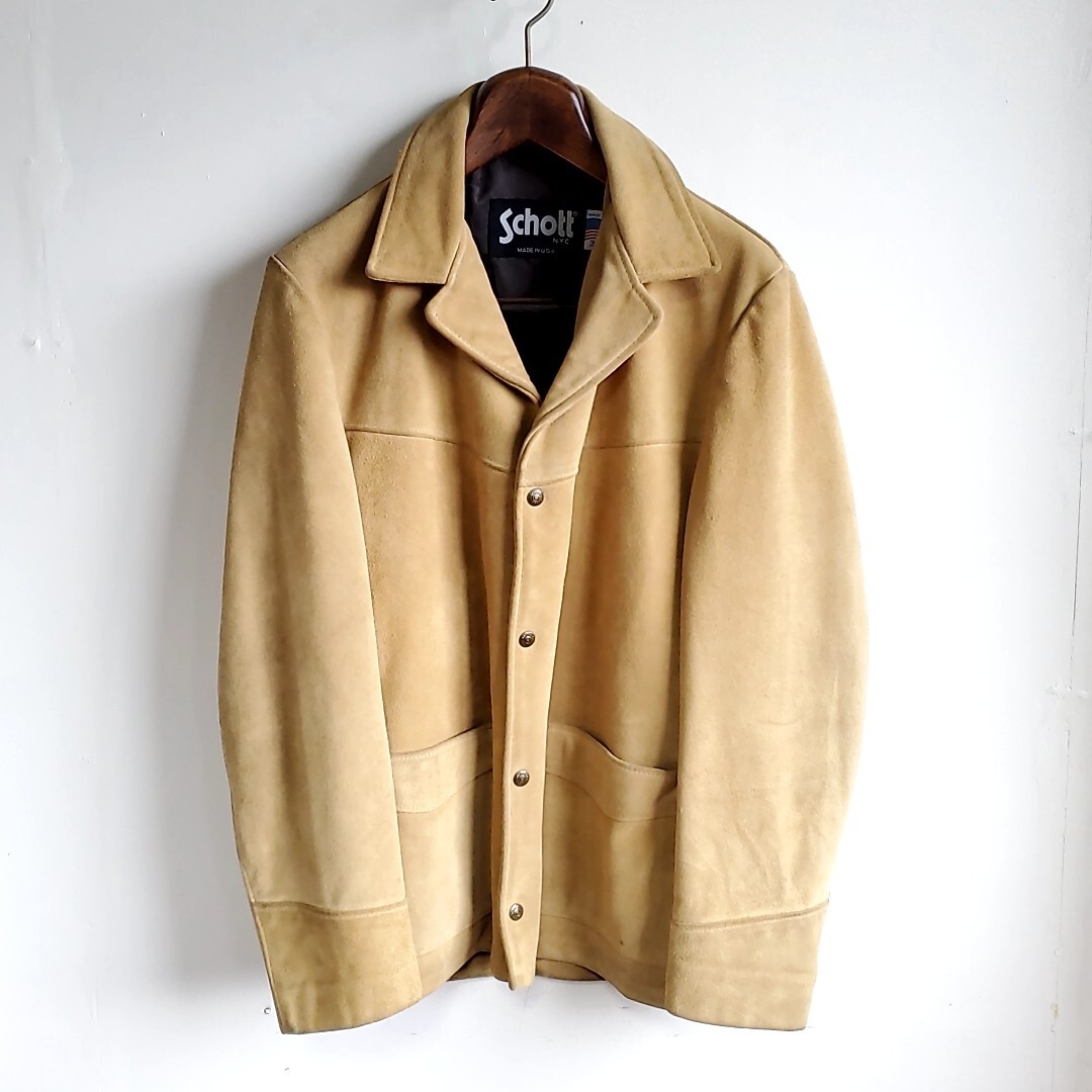 674 USA製 ショット Schott スエードジャケット size38 M ベージュ