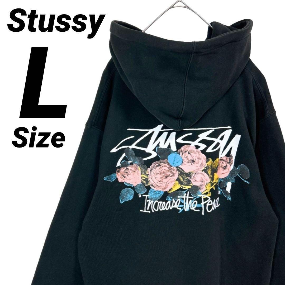 美品 L Stussy ステューシー ITP Roses ビッグロゴ フラワー 花柄