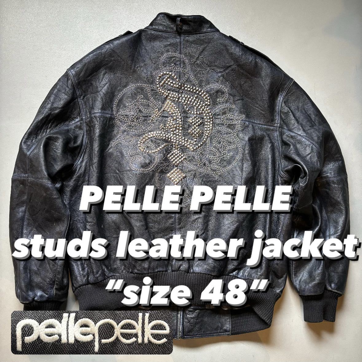 PELLE PELLE studs leather jacket “size 48” ペレペレ スタッズレザー