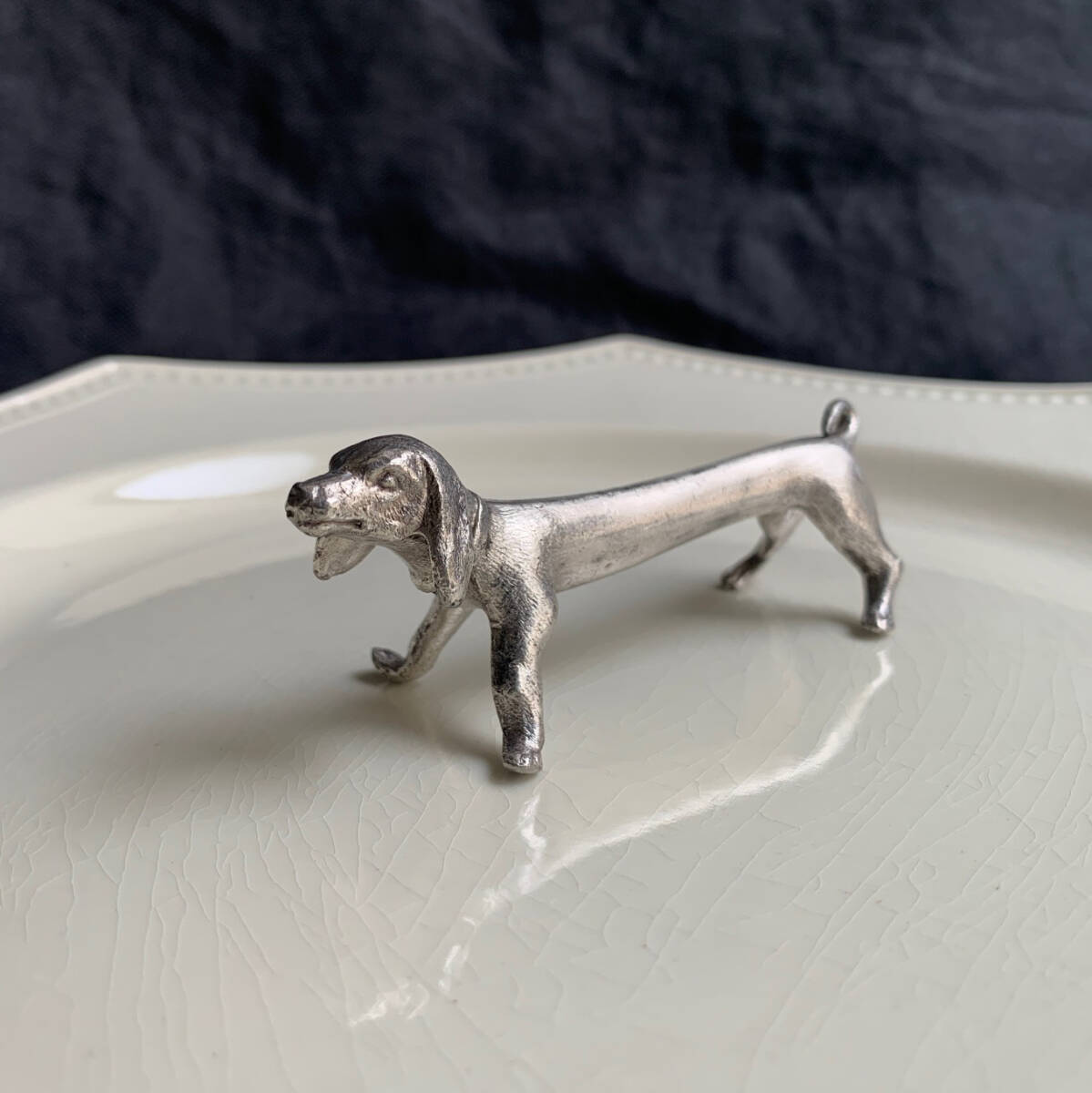 フランス 1900s 犬 ダックス ナイフレスト シルバープレート
