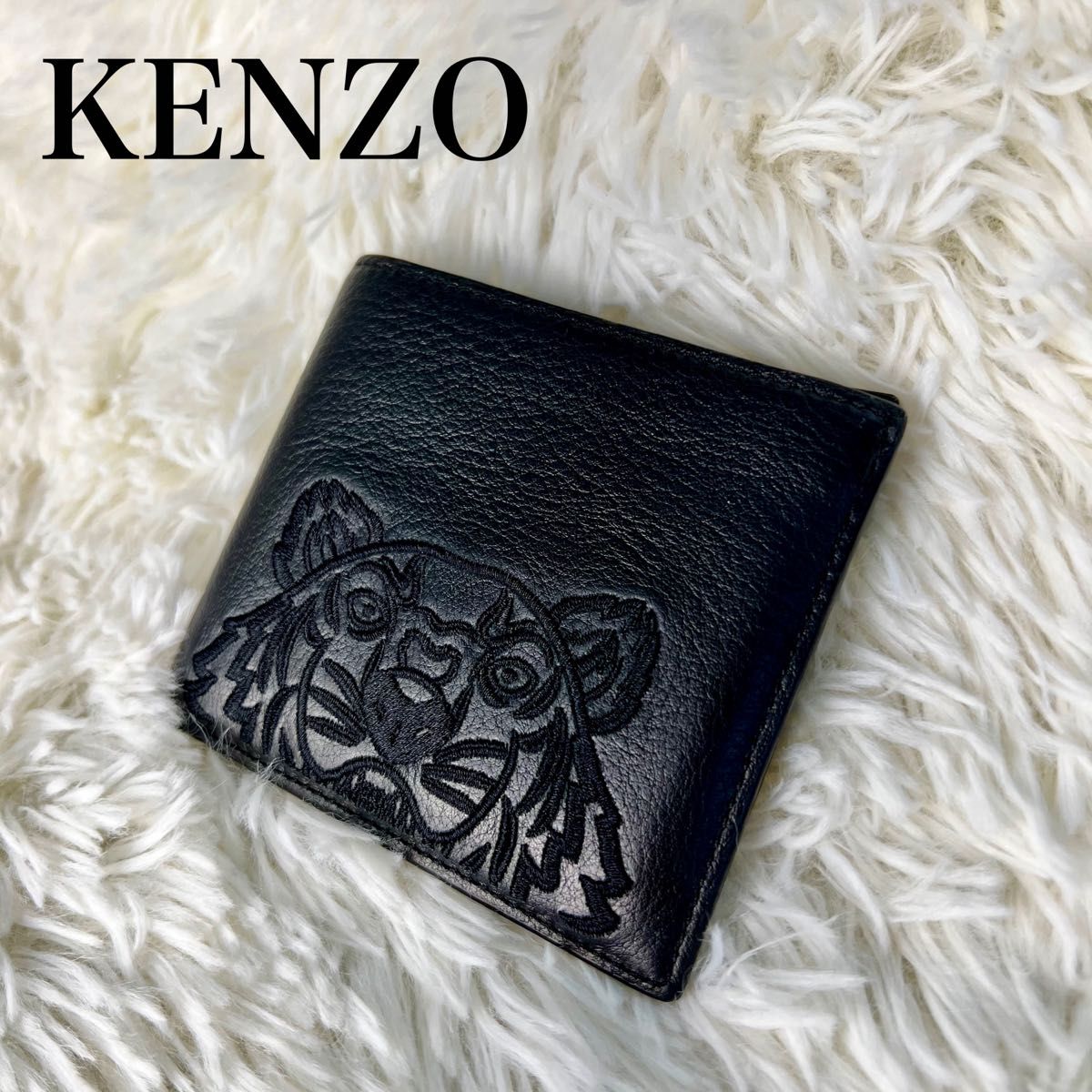 未使用級】ケンゾー ロゴ入り レザー 二つ折り財布 刺繍 トラ｜Yahoo